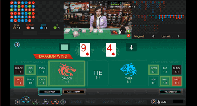 SBOTOP 라이브 카지노 - Live Dealer Dragon Tiger Gaming Screen